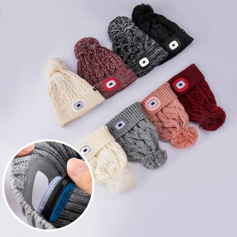 Etsfmoa Store Unisex Winter Beanie with The Light,Gifts for Men and Women,USB Rechargeable Headlamp Hat - Image 2
